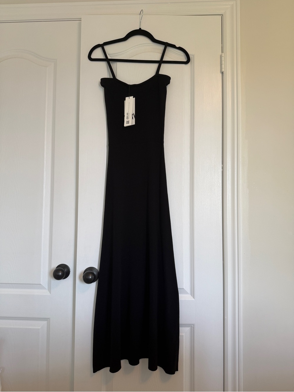 Zara Black Midi Spaghetti-Strap Dress